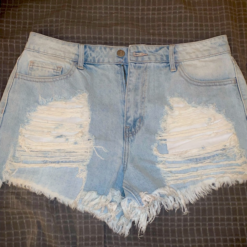 Cello distressed light washed denim shorts